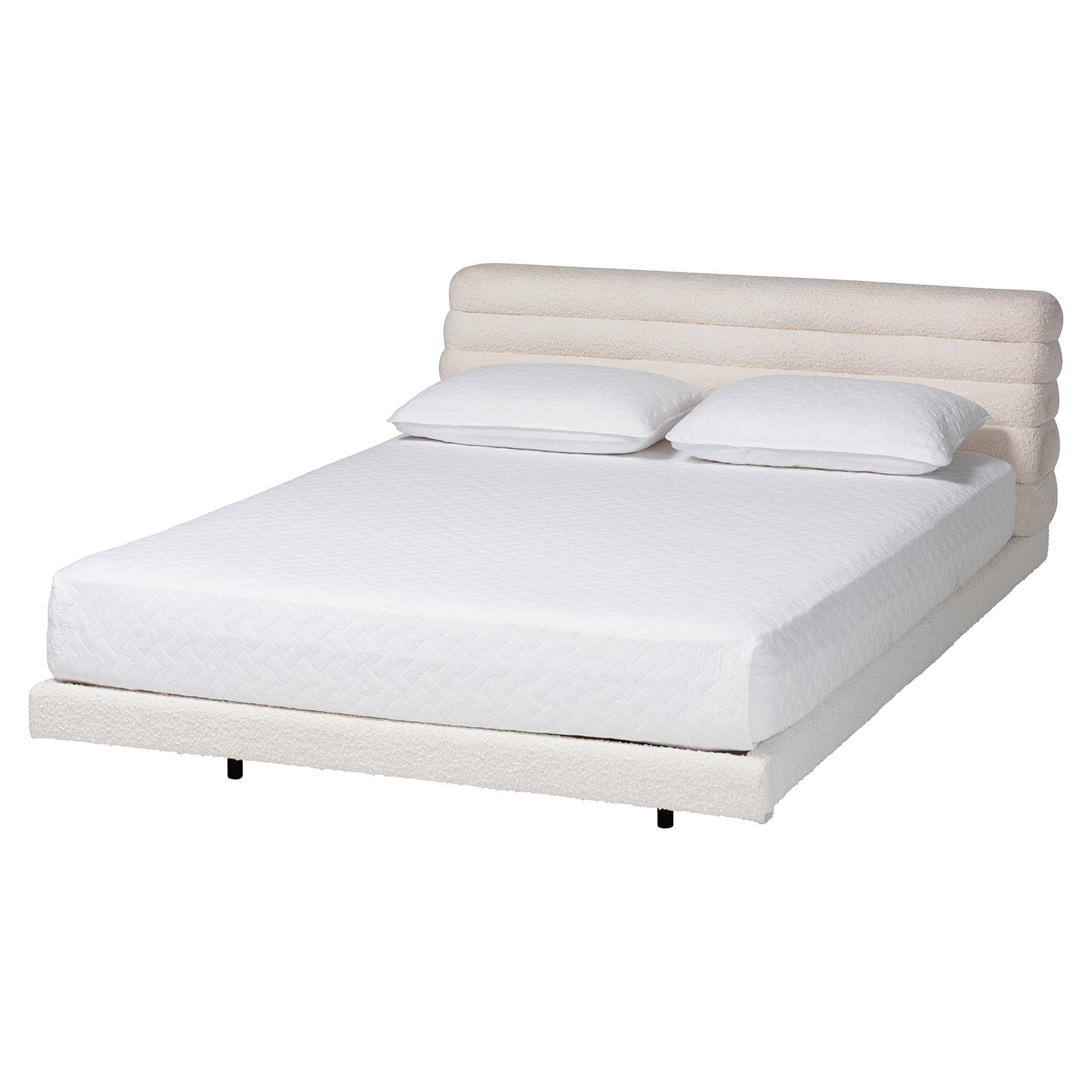 Baxton Studio Alfie Modern Floating Bed, King, Cream