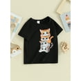thumbnail image 3 of CIYCuIT Toddler Kids Boys Girls Summer T-shirt 1T 2T 3T 4T 5T 6T 7T 8T Cartoon Cat Print Short Sleeve Pullovers Little Boys Girls Crew Neck Graphic Tops for Casual Daily, 3 of 9