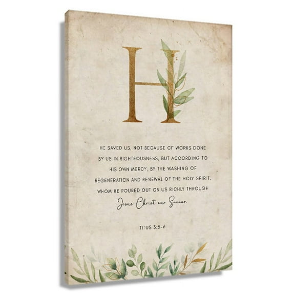 Titus 3 5-6 Wall Art Bible Verse Poster Artwork Prints Leaves Decorations For Home Canvas Wall Art Decor Unframed 12x18 in