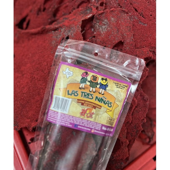 carne seca crunchy premium beef jerky red powder fuego hot mexican snack Texas made 2.6 oz.