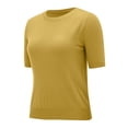 thumbnail image 5 of Yellow Womens Flowy Tops, Short Sleeve Casual Blouses for Women, Polyester Summer Outfits for Women, Women's Round Neck d Loose T Shirt With A Knit Bottom Top, 5 of 9