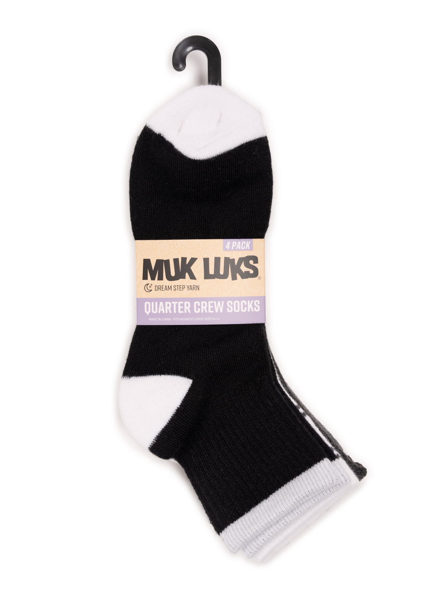 MUK LUKS Women's Dream Step Quarter Crew Socks, 4 Pair Pack