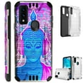 thumbnail image 1 of Compatible with AT&T Maestro 3 Brushed Metal Texture Hybrid Silver Guard Phone Case Cover (Buddha Mandala), 1 of 2