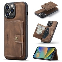 2 in 1 Detachable Wallet Back Cover for iPhone 14 Pro Max, Vintage Premium PU Leather Kickstand Case with Card Holder Pocket & Wireless Charging Slim Phone Cases Cover for iPhone 14 Pro Max,Brown
