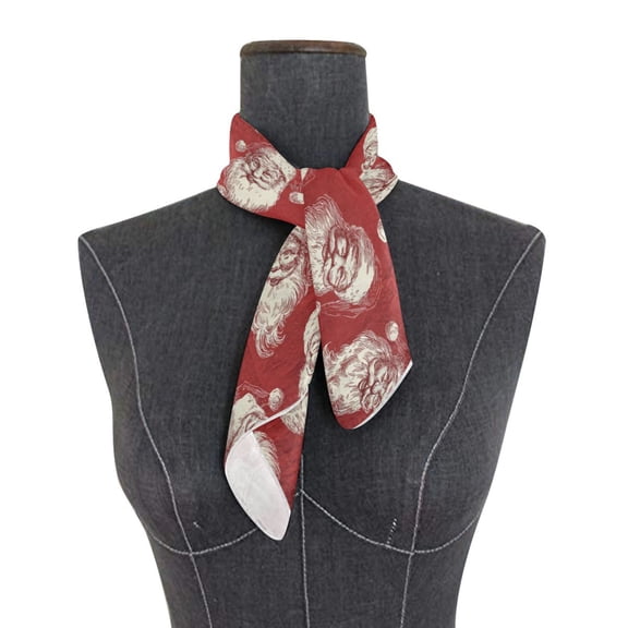 Square Scarf 24x24 Inch Retro-style Santa Claus Faces Silky Satin Sun Protection Neck Scarf for Women Multi-Purpose Head Wrap Bandana for Hair Bag Decoration