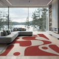 thumbnail image 2 of ODIKA 8'x10' Beige Red Abstract Mid-Century Design Washable Area Rug Organic Shapes with Modern Aesthetic Appeal Non-Slip Chair-Friendly Mat for Dining Room, Large Office, Lounge, 2 of 7