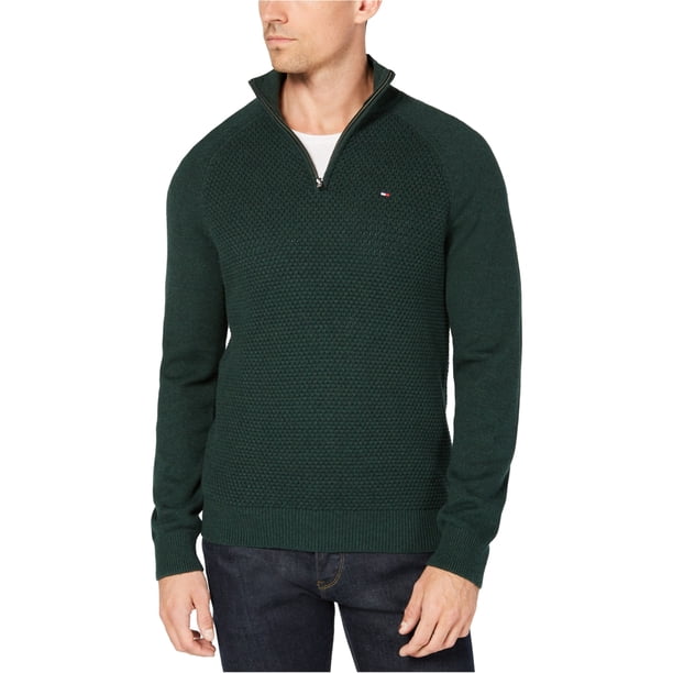 Tommy Hilfiger Mens Waffle Knit Pullover Suéter, Verde, XX-Large