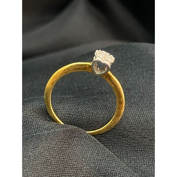 0.15 Carats Round Brilliant Genuine Diamonds 7-Stone Heart Wedding Ring In Hallmark 18K Yellow Gold