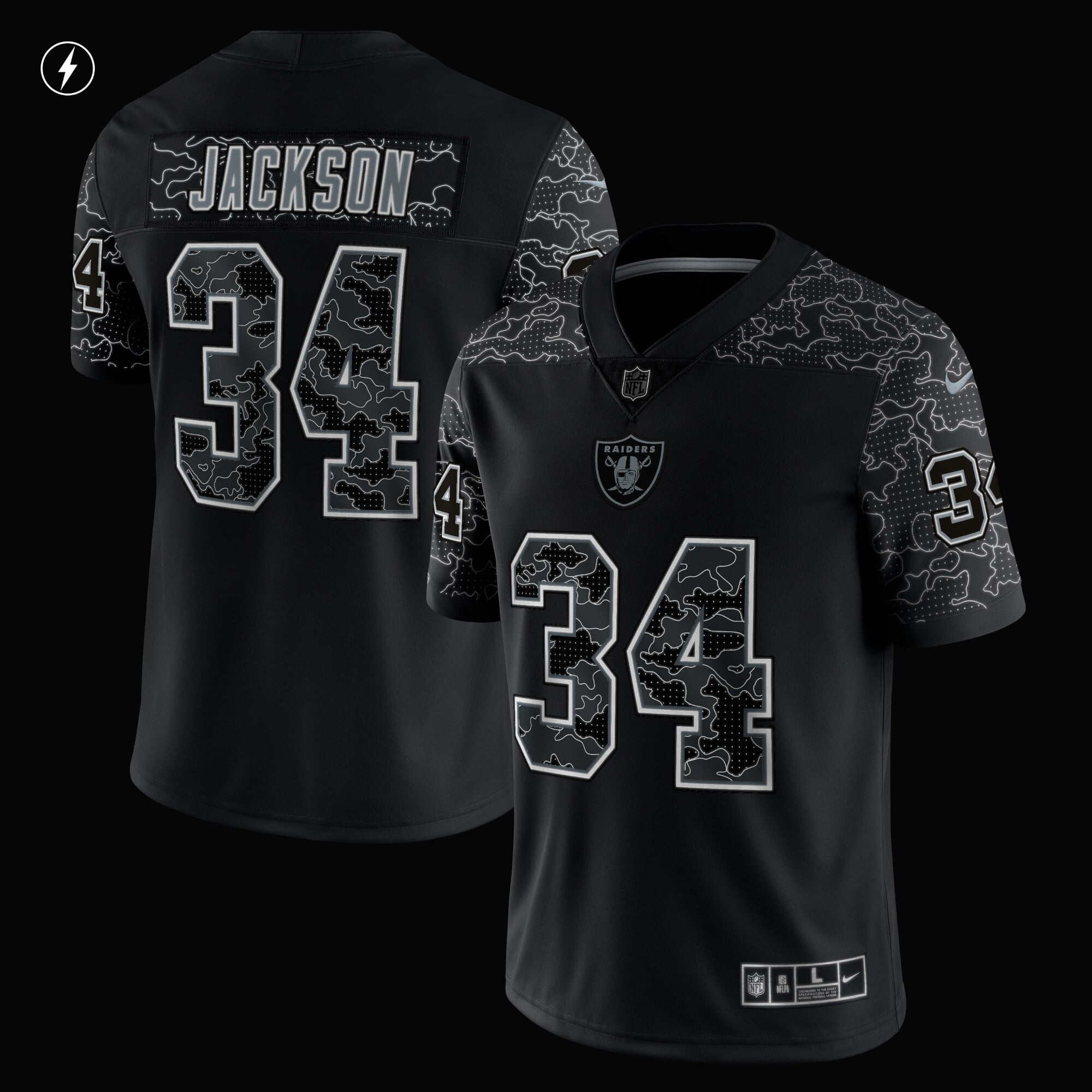 Nike Las Vegas Raiders No34 Bo Jackson Olive/USA Flag Men's Stitched NFL Limited 2017 Salute To Service Jersey