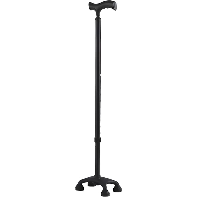 Bastón 4 Apoyos Base Plástica Reforzada Corta (6 Colores)(NEGRO) | Altura 63-97cm