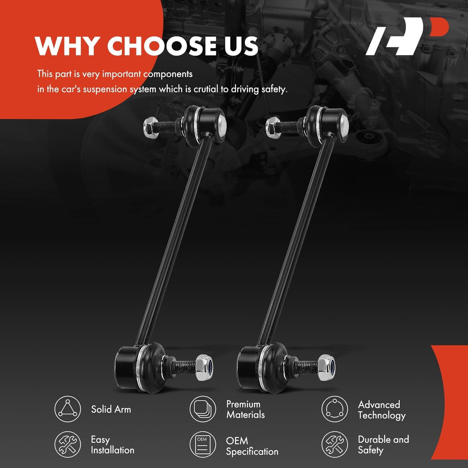 A-Premium 2Pcs Front Sway Bar Link Stabilizer Link Kit Compatible with Dodge Caliber 2007-2008, Chrysler Sebring 2007-2008