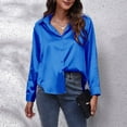 thumbnail image 7 of Kovlvoll Long Sleeve Shirts for Women Satin Casual Comfy Button up Shirt Fashion Solid Color Blouses Tops, 7 of 7