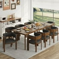 thumbnail image 6 of Barrel Dining Chairs Set of 6, Mid-Century Modern Kitchen Chairs with Curved Backrest, Faux Leather Upholstered Side Chair with Solid Wood Legs for Large Family Social Spaces, 6 of 9