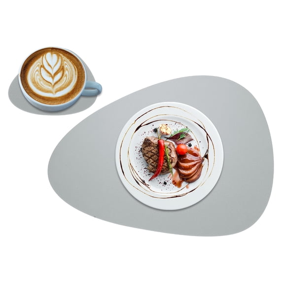 Uxcell Silicone Placemats and Coasters, Non-Slip Waterproof Countertop Protectors, Teardrop Shape Heat Resistant Table Mats for Indoor and Outdoor Use, Gray (5 17.7 Inch)