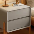 thumbnail image 4 of Modern Minimalist Bedside Table, Solid Wood Side Table with 2 Drawers, Leather Wrapped Storage Cabinet, Suitable for Living Room,Bedroom, 4 of 6