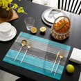 thumbnail image 4 of Placemats Set of 4, Retro Rustic Barn Wood Texture Polyester Stain Resistant Table Mats Washable Placemat Decoration for Kitchen Dining Table Ombre Aqua Blue Gray, 4 of 6