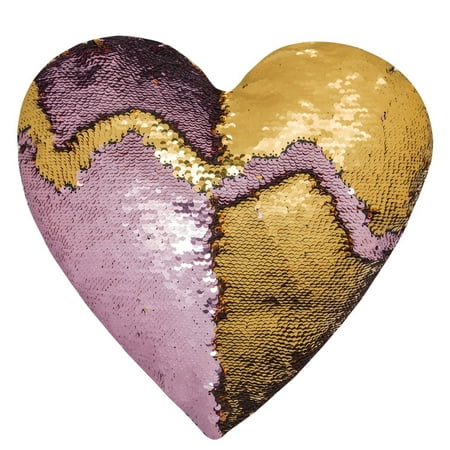 Mermaid Throw Pillow Two Reversible Sequin Color Heart Shaped