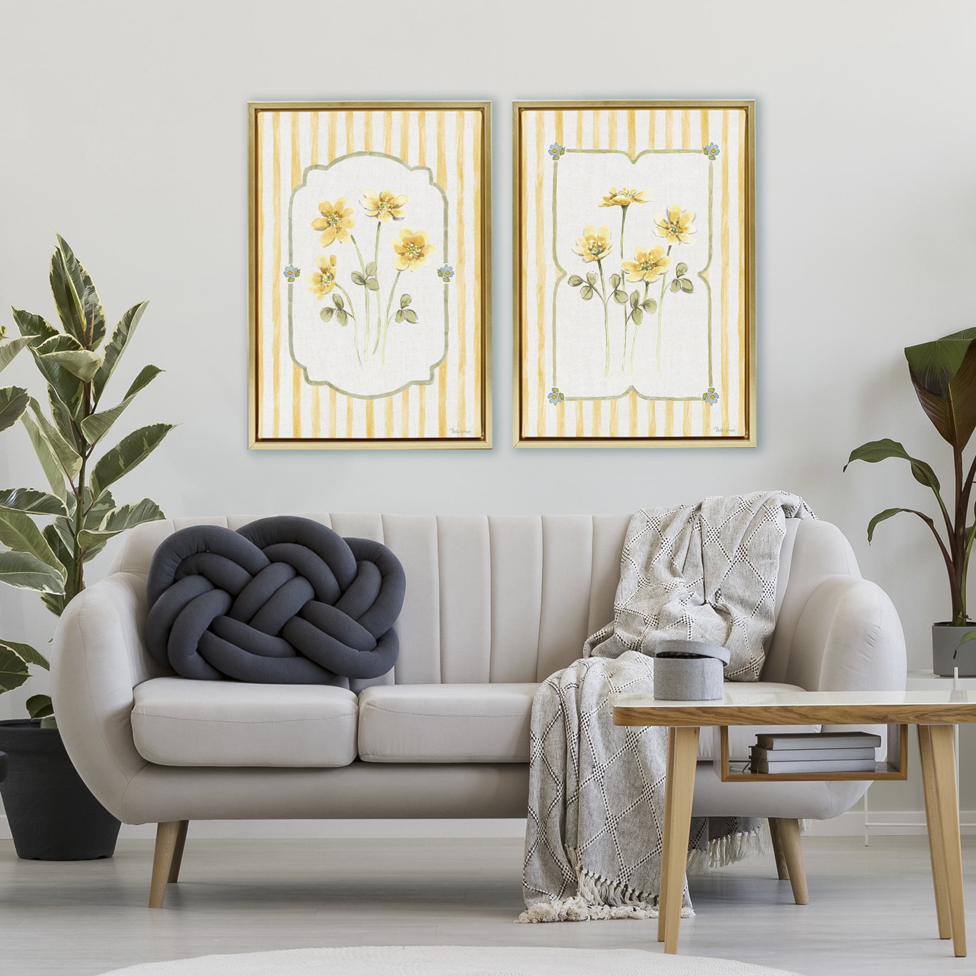 Stupell Industries Sweet Honey Blooms 2 Piece Gold Framed Floater Canvas Set, design by Beth Grove