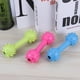 thumbnail image 2 of EeaseMX 3 mancuernas de goma con sonido para perros y gatos, juguetes para morder molares, productos de entrenamiento para mascotas, accesorios interactivos (azul, amarillo y rosa), 2 of 7