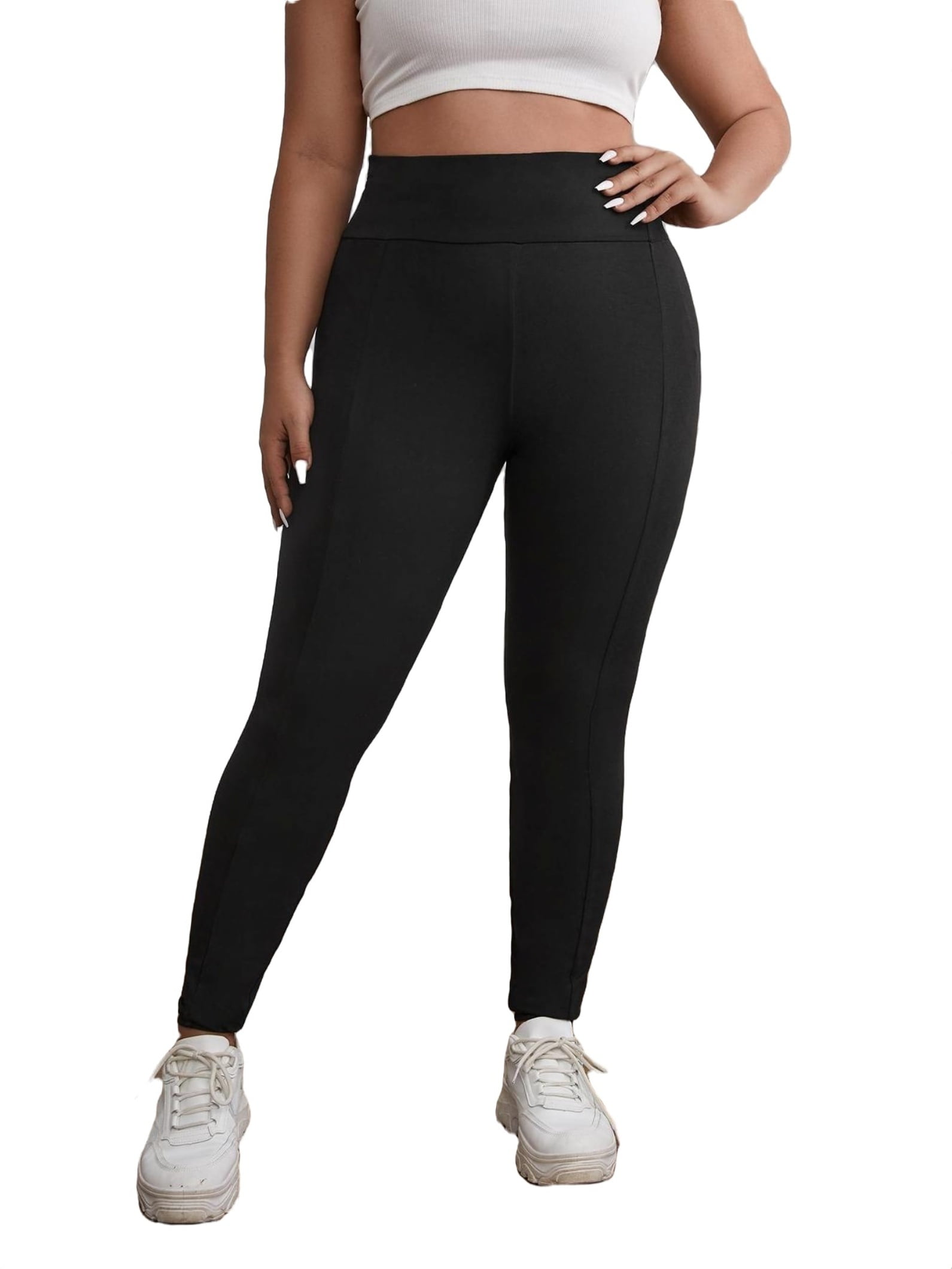 Casual Solid Chocolate Brown Plus Size Leggings Walmart