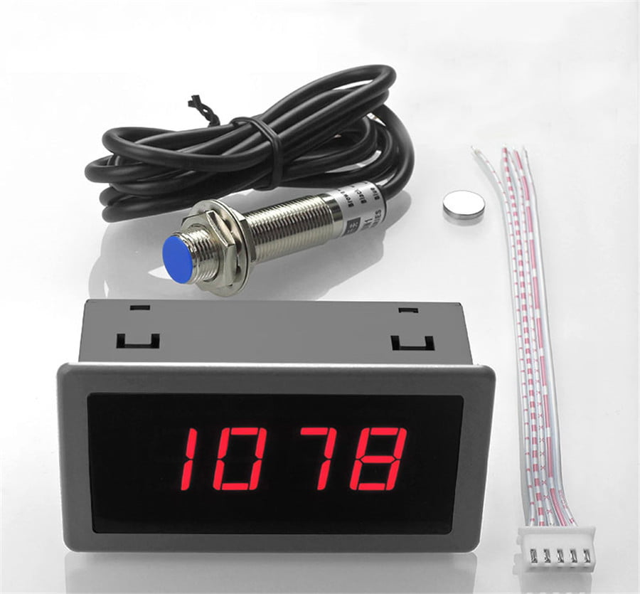 4 Digital LED Tachometer RPM Speed Meter 10-9999RPM＋Hall Proximity Switch Sensor 