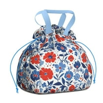 Pioneer Flower Drawstring Lunch Bag Women - Drawstring Lunch Bag Insulated for Work Office - Stain-Resistant Large Lunchbags for Women with Multi-Pockets