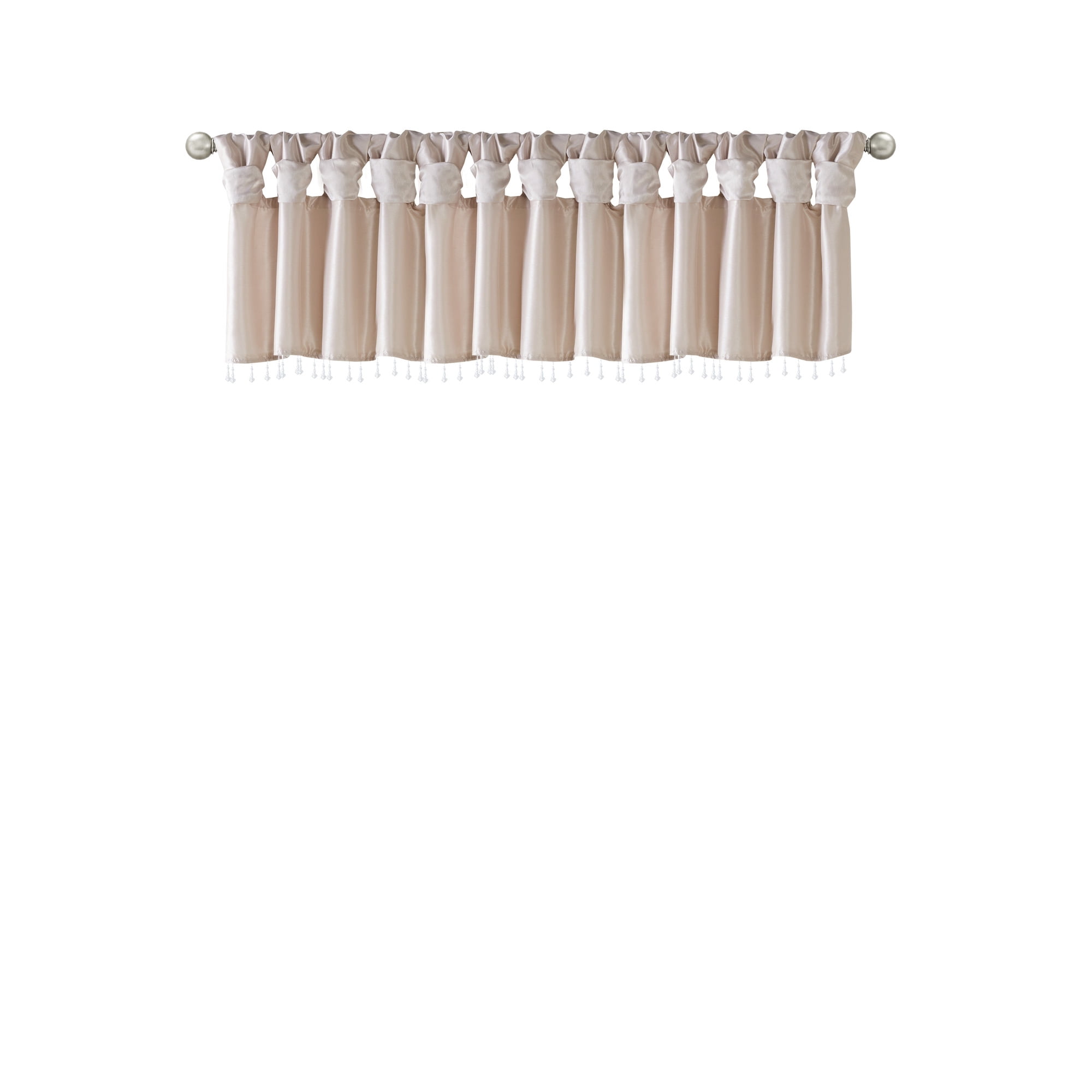 MAYEERTY 50x26" Lightweight Faux Silk Valance With Beads Blush