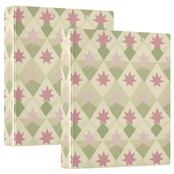 FORMRS 3 Ring Binder 1.5 inch with Pockets Set of 2 Clip Board 200 Sheets Capacity, Pastel Green Geometric