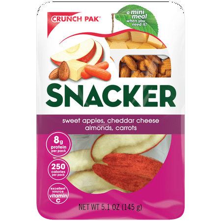 Crunch Pak Snack with Sliced Apples, Cheese, Almonds and Carrots
