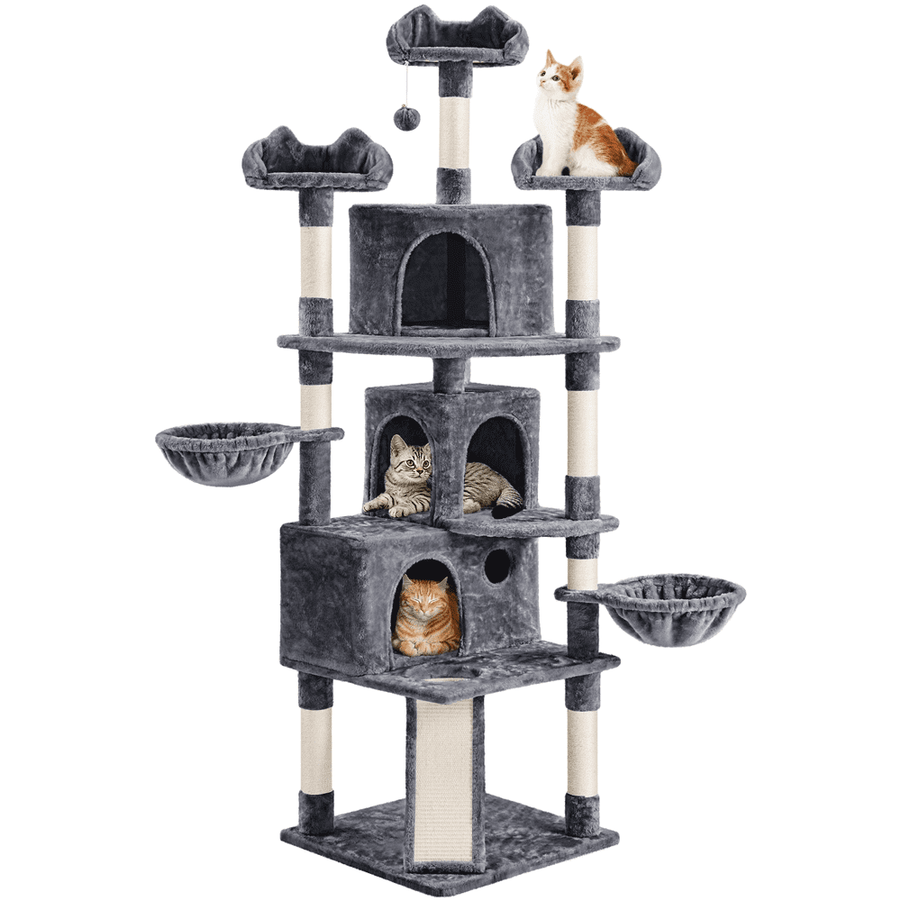 SmileMart 76.5" H Large Cat Tree Tower with 3 Condos Cozy Perches