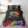 thumbnail image 2 of Manfei Colorful Sunflower 7 Pieces Bedding Comforter Set,Watercolor Splash Ink Full Bedding Set,Modern Aesthetic Art Fitted Sheet Flat Sheet For Children,Breathable Home Decor Reversible, 2 of 8