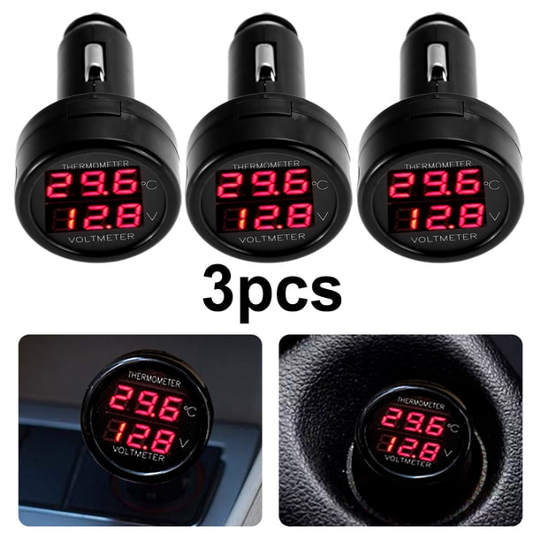 Monitor Termómetro Voltímetro Digital para Coche SUV RV Camión Barco (+) Rojo