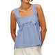 thumbnail image 2 of Camiseta sin mangas Amiblvowa Gingham Peplum con cuello cuadrado para mujer, 2 of 6