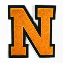 Chenille Stitch Varsity Iron-On Patch by pc, 4-1/2", Golden Yellow/Black, TR-11648 (Letter N)