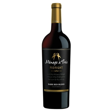 Menage a Trois Midnight Dark Red California Wine Blend, 750 ml Glass Bottle, 13.5% ABV