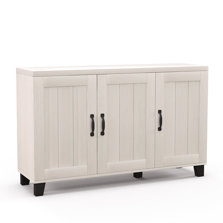 Anystyle 43.3\W Oak 3 Door Buffet Cabinet, Coffee Bar With Adjustable Shelf Kitchen Sideboard For Living Room Kitchen