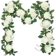 thumbnail image 1 of Guirnalda de rosas artificiales blanca para boda, jardín, pared, decoración, 1 of 5