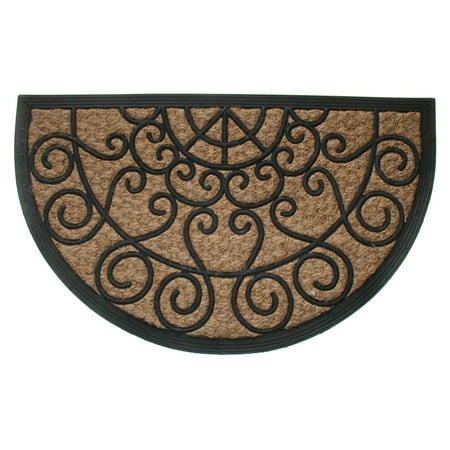 Scrolled Flat - Geo Crafts Tuffcor Flat Weave Panama Half Round Scroll Doormat