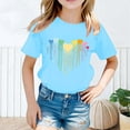 thumbnail image 2 of Tisuna Girls Shirts Child Heart Print Short Sleeve Crew Neck Tops Beauty Casual Summer Kids Daily Wear Blue Size 10-12 Years, 2 of 5