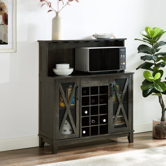 Gramercy Way Jill Zarin Bar Coffee Station Microwave Cabinet in Charcoal