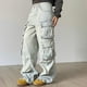 thumbnail image 5 of Pantalones Cargo holgados para mujer, vaqueros de pierna ancha con múltiples bolsillos, estilo callejero americano, color azul, otoño e invierno, novedad, 5 of 5