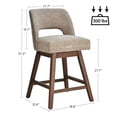 thumbnail image 4 of Usaint Distressed Faux Leather Swivel Bar Stools Set of 2 Cutout Backrest Solid Wood Legs for Kitchen Island Counter Chairs,Taupe, 4 of 11
