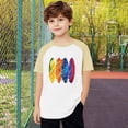 thumbnail image 4 of FamilyThread Girls Boys Short Sleeve Raglan T Shirts Kids Rainbow Striped Summer Tops Crewneck Basic Rainbow Graphic Tees 3-13 Years, 4 of 8