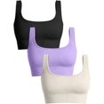thumbnail image 1 of SURJDE Women's 3 Piece Medium Support Tank Top Ribbed Seamless Removable Cups Workout Exercise Sport Bra, 1 of 3