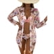 thumbnail image 1 of Traje de baño de bikini de 3 piezas con estampado floral y tirantes finos para mujer con cubierta para playa Rosa L, 1 of 5