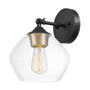 Globe Electric  Harrow 1-Light Matte Black Wall Sconce with Clear Glass Shade (NEW OPEN BOX)