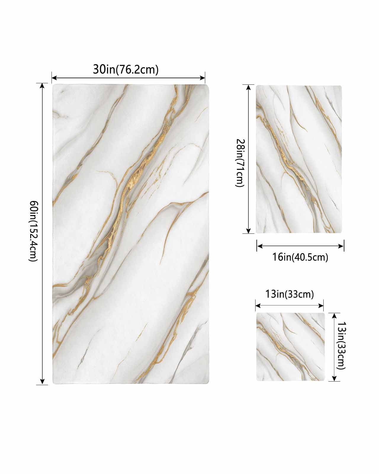 White Golden Marble Towel Set of 3, Soft Microfiber Bath Towels, Hand Towel, Washcloths, Modern Abstract Art Marble Crack Quick-Dry Absorbent Towels for Bathroom Kitchen Hotel Beach Gym Spa
