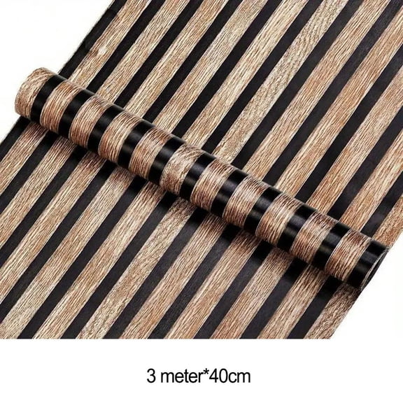 Wood Slat Wallpaper Self-Adhesive Removable Peel And Wallpaper Width: 40Cm