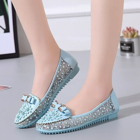 

Women s Bow Summer Sandals Rhinestone Mesh Pearl Peas Shoes