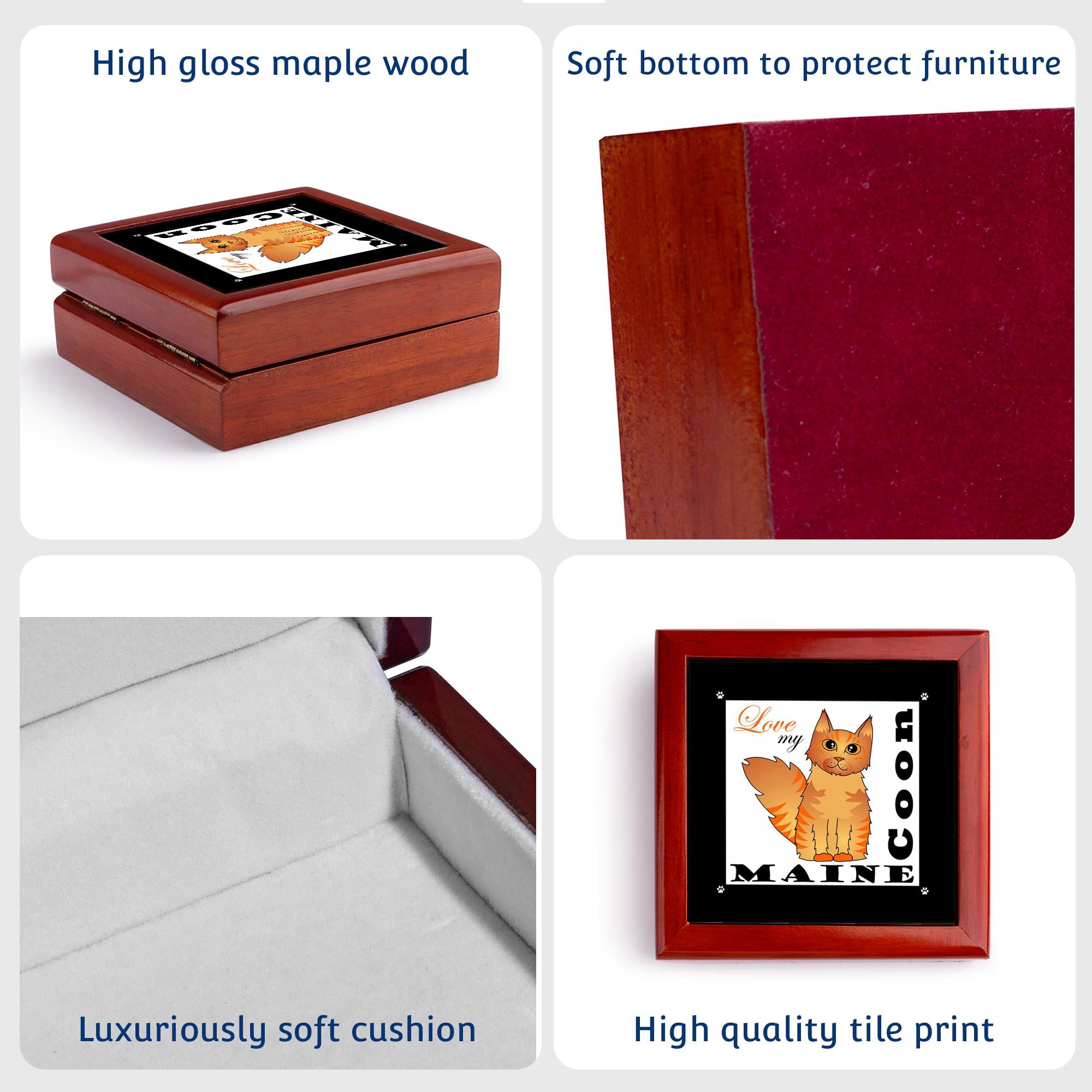 3dRose, Love My Maine Coon Cat - Red Tabby, Jewelry Box 5.5x5.5 inch with 4 inch tile